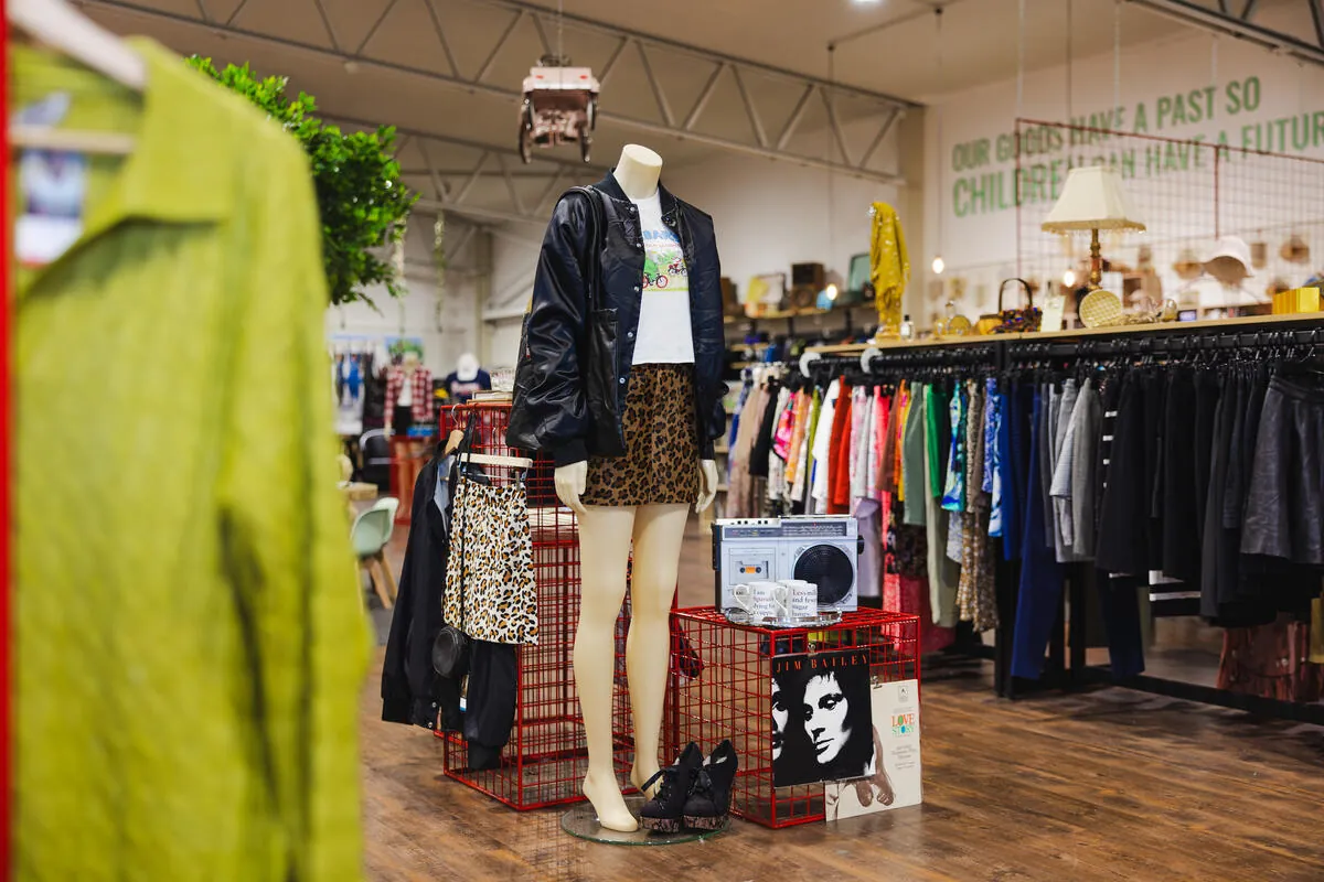 Clothing and accessories on display at the Croydon op shop in South Australia